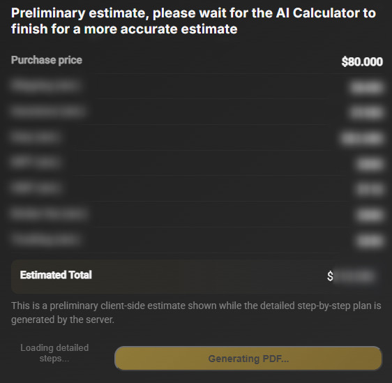 Preliminary estimate